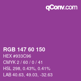 颜色代码: RGB 147 60 150 | qconv.com