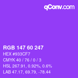 Color code: RGB 147 60 247 | qconv.com