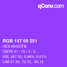 カラーコード: RGB 147 60 251 | qconv.com