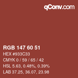 カラーコード: RGB 147 60 51 | qconv.com