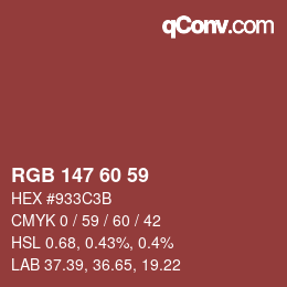 カラーコード: RGB 147 60 59 | qconv.com