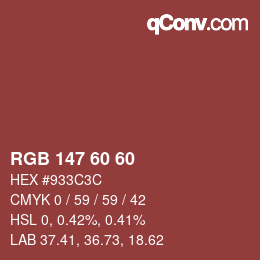 カラーコード: RGB 147 60 60 | qconv.com