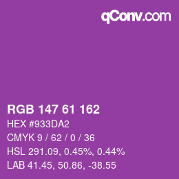 Color code: RGB 147 61 162 | qconv.com