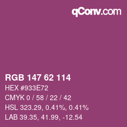 Color code: RGB 147 62 114 | qconv.com