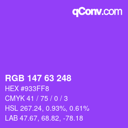 カラーコード: RGB 147 63 248 | qconv.com