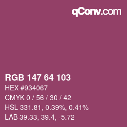 Color code: RGB 147 64 103 | qconv.com
