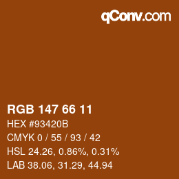 カラーコード: RGB 147 66 11 | qconv.com