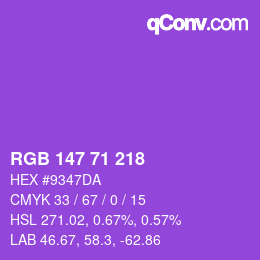 Color code: RGB 147 71 218 | qconv.com