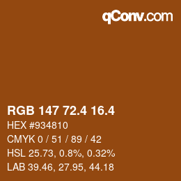 カラーコード: RGB 147 72.4 16.4 | qconv.com