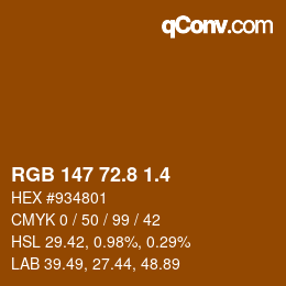 カラーコード: RGB 147 72.8 1.4 | qconv.com