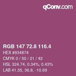カラーコード: RGB 147 72.8 116.4 | qconv.com