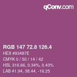 カラーコード: RGB 147 72.8 126.4 | qconv.com