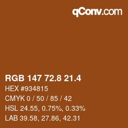 カラーコード: RGB 147 72.8 21.4 | qconv.com