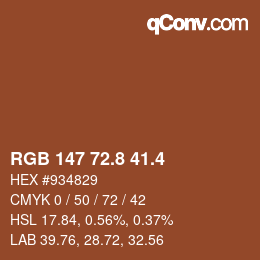 カラーコード: RGB 147 72.8 41.4 | qconv.com