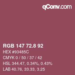 カラーコード: RGB 147 72.8 92 | qconv.com