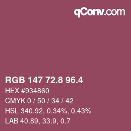 カラーコード: RGB 147 72.8 96.4 | qconv.com