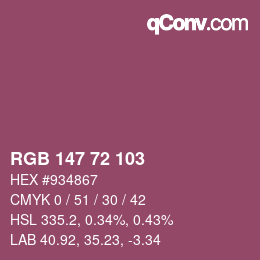 Color code: RGB 147 72 103 | qconv.com