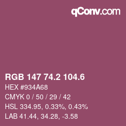 カラーコード: RGB 147 74.2 104.6 | qconv.com