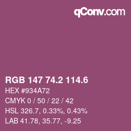カラーコード: RGB 147 74.2 114.6 | qconv.com