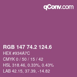 カラーコード: RGB 147 74.2 124.6 | qconv.com