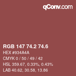 カラーコード: RGB 147 74.2 74.6 | qconv.com