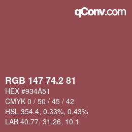 カラーコード: RGB 147 74.2 81 | qconv.com