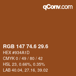 カラーコード: RGB 147 74.6 29.6 | qconv.com