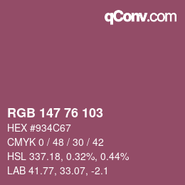 Color code: RGB 147 76 103 | qconv.com