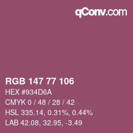 颜色代码: RGB 147 77 106 | qconv.com