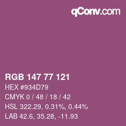 Color code: RGB 147 77 121 | qconv.com