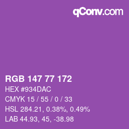 カラーコード: RGB 147 77 172 | qconv.com