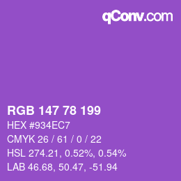 Color code: RGB 147 78 199 | qconv.com