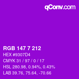 Farbcode: RGB 147 7 212 | qconv.com