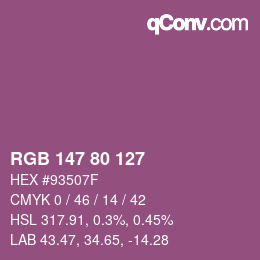 Color code: RGB 147 80 127 | qconv.com