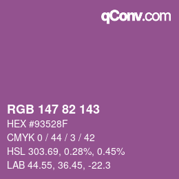 カラーコード: RGB 147 82 143 | qconv.com