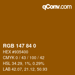 Color code: RGB 147 84 0 | qconv.com