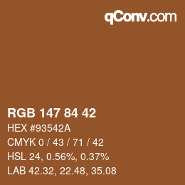 Color code: RGB 147 84 42 | qconv.com