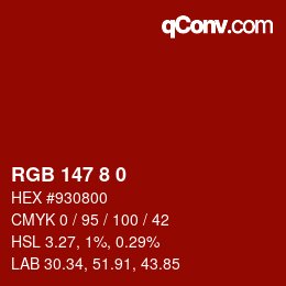 Color code: RGB 147 8 0 | qconv.com