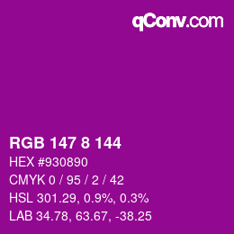 Color code: RGB 147 8 144 | qconv.com