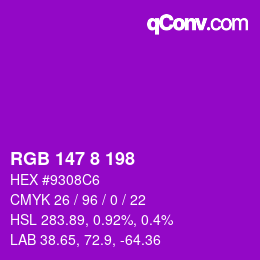 Color code: RGB 147 8 198 | qconv.com