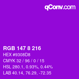 Color code: RGB 147 8 216 | qconv.com