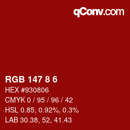 颜色代码: RGB 147 8 6 | qconv.com