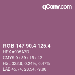カラーコード: RGB 147 90.4 125.4 | qconv.com
