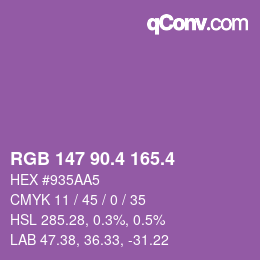 カラーコード: RGB 147 90.4 165.4 | qconv.com