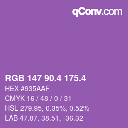 カラーコード: RGB 147 90.4 175.4 | qconv.com