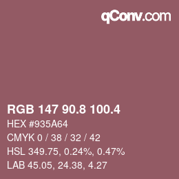 カラーコード: RGB 147 90.8 100.4 | qconv.com