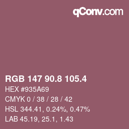 カラーコード: RGB 147 90.8 105.4 | qconv.com
