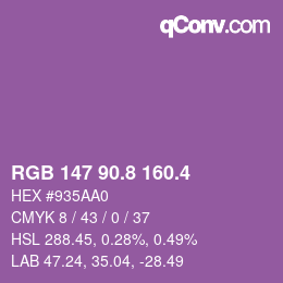 カラーコード: RGB 147 90.8 160.4 | qconv.com