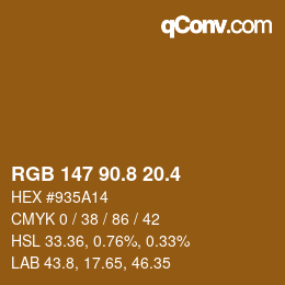 カラーコード: RGB 147 90.8 20.4 | qconv.com