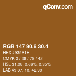 カラーコード: RGB 147 90.8 30.4 | qconv.com